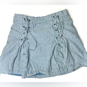 Free People Railroad Striped Seersucker Linen Blend Cotton Skirt Womens‎ 6 Mini